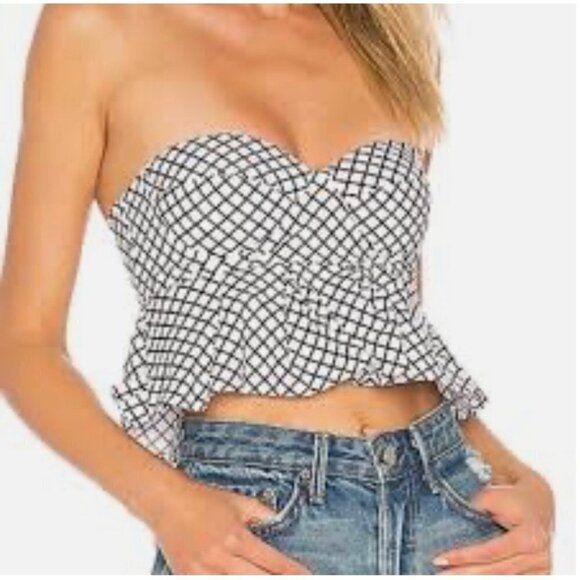 Superdown Peplum Bustier Crop Top Size X-Small - Picture 1 of 9